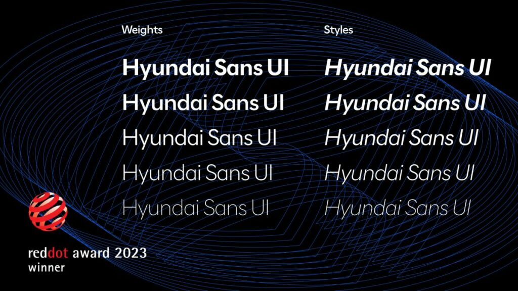 Image 3 Hyundai Red Dot Win Hyundai Sans UI font 1024x576 - Hyundai Motor gana los premios Red Dot Design Awards por N Vision 74, el sistema de diseño de infoentretenimiento Seon y la tipografía digital Hyundai Sans UI